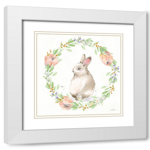 Blooming Bunnies II White Modern Wood Framed Art Print with Double Matting by Pete, Katrina