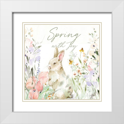 Blooming Bunnies IV White Modern Wood Framed Art Print with Double Matting by Pete, Katrina