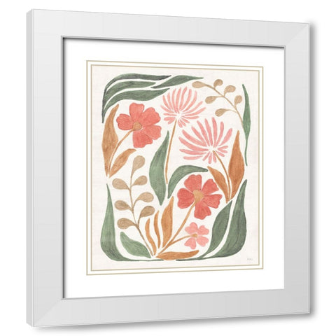 Floral Abstract II White Modern Wood Framed Art Print with Double Matting by Charron, Veronique