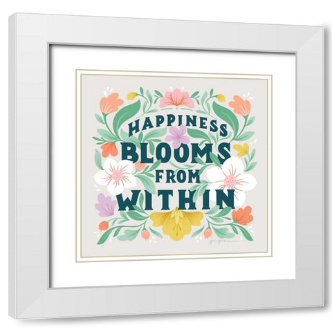Happiness Blooms II White Modern Wood Framed Art Print with Double Matting by Graham, Gia