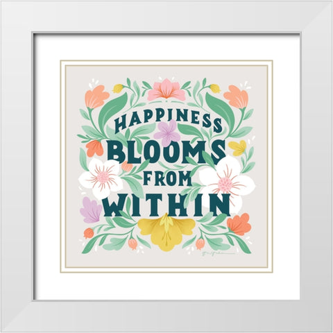 Happiness Blooms II White Modern Wood Framed Art Print with Double Matting by Graham, Gia