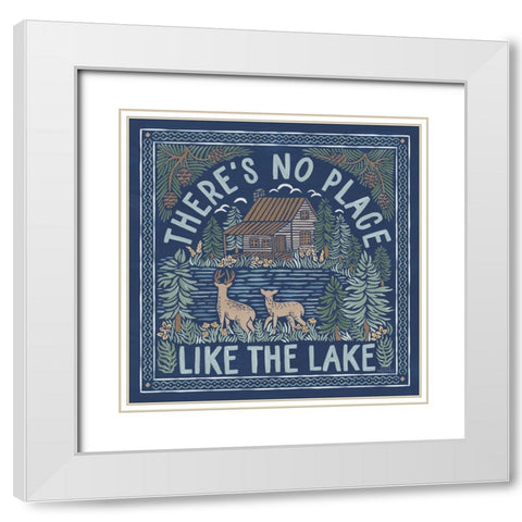 Lakeside Days V Blue White Modern Wood Framed Art Print with Double Matting by Marshall, Laura