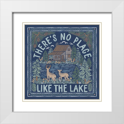 Lakeside Days V Blue White Modern Wood Framed Art Print with Double Matting by Marshall, Laura