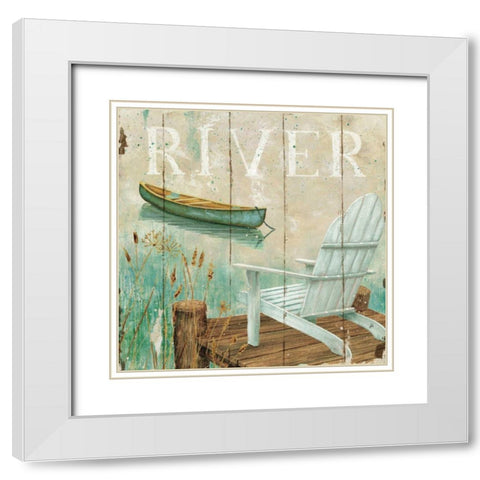 Waterside IV White Modern Wood Framed Art Print with Double Matting by Brissonnet, Daphne