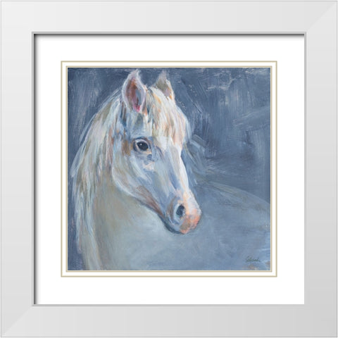 Gentle Gray Horse White Modern Wood Framed Art Print with Double Matting by Schlabach, Sue