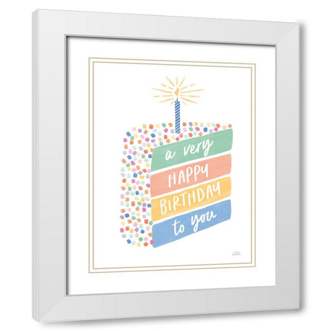 Birthday Wishes I White Modern Wood Framed Art Print with Double Matting by Marshall, Laura