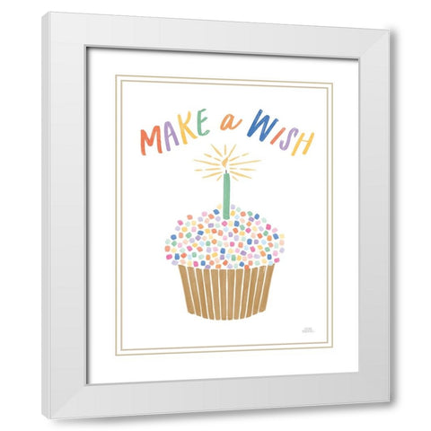 Birthday Wishes III White Modern Wood Framed Art Print with Double Matting by Marshall, Laura