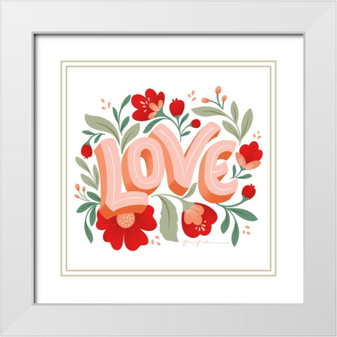 Love I White Modern Wood Framed Art Print with Double Matting by Graham, Gia