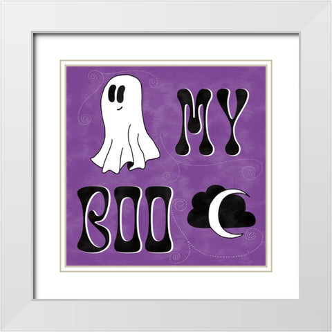 Hey Boo III White Modern Wood Framed Art Print with Double Matting by Adams, Sarah
