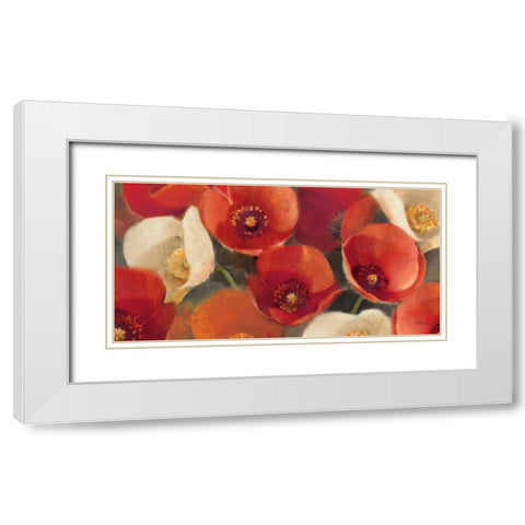 Poppies Bloom I White Modern Wood Framed Art Print with Double Matting by Hristova, Albena