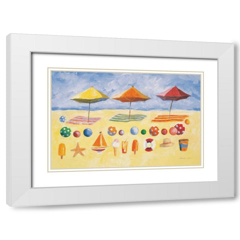 Beach Umbrellas White Modern Wood Framed Art Print with Double Matting by Clark, Michael