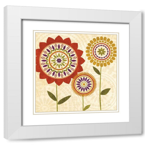 Fall Flowers I White Modern Wood Framed Art Print with Double Matting by Charron, Veronique