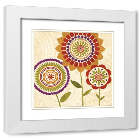 Fall Flowers II White Modern Wood Framed Art Print with Double Matting by Charron, Veronique