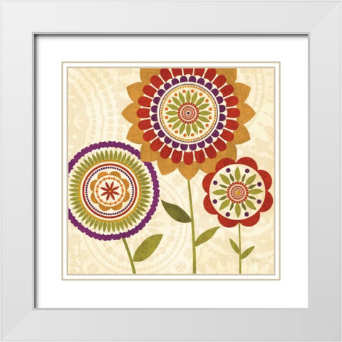 Fall Flowers II White Modern Wood Framed Art Print with Double Matting by Charron, Veronique