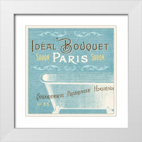 Indulge Yourself Aqua I White Modern Wood Framed Art Print with Double Matting by Pela Studio