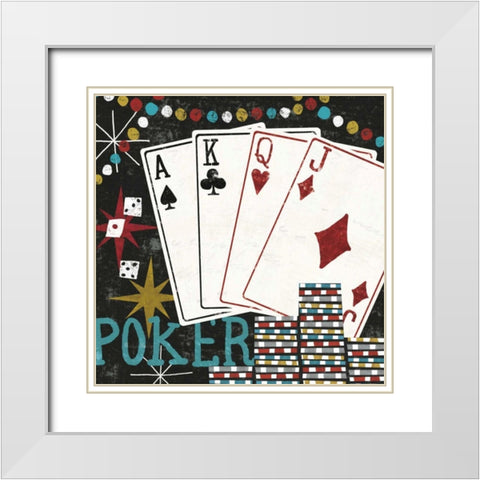 Vegas - Cards White Modern Wood Framed Art Print with Double Matting by Mullan, Michael