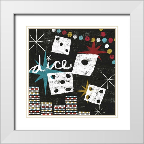 Vegas - Dice White Modern Wood Framed Art Print with Double Matting by Mullan, Michael