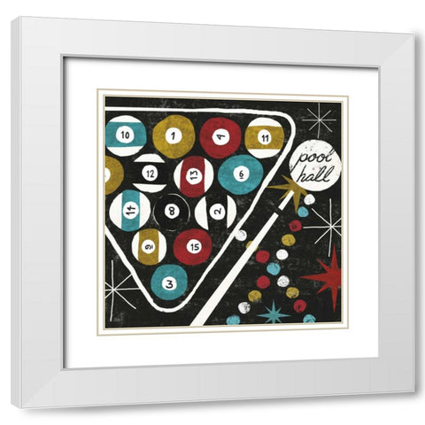 Vegas - Pool Hall White Modern Wood Framed Art Print with Double Matting by Mullan, Michael