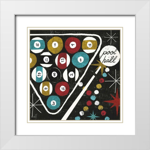 Vegas - Pool Hall White Modern Wood Framed Art Print with Double Matting by Mullan, Michael