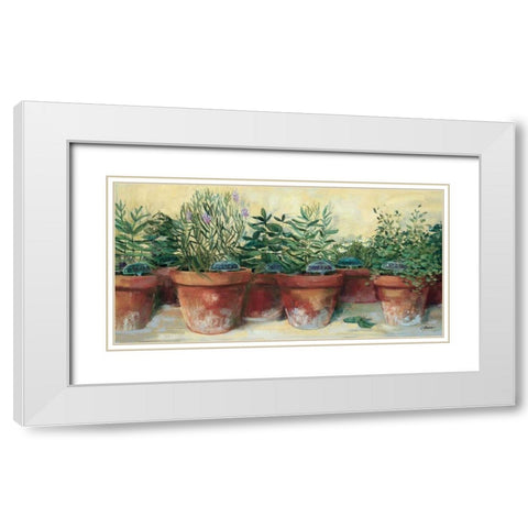 Potted Herbs I White Modern Wood Framed Art Print with Double Matting by Rowan, Carol