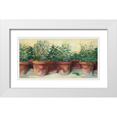 Potted Herbs I White Modern Wood Framed Art Print with Double Matting by Rowan, Carol