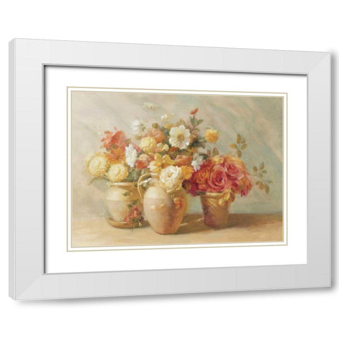 Sunny Bouquet White Modern Wood Framed Art Print with Double Matting by Nai, Danhui