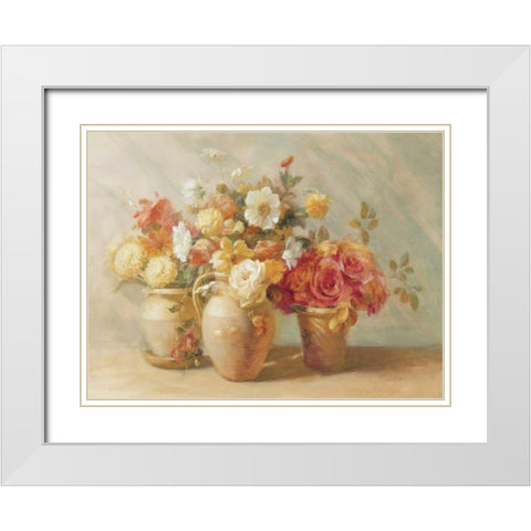 Sunny Bouquet White Modern Wood Framed Art Print with Double Matting by Nai, Danhui