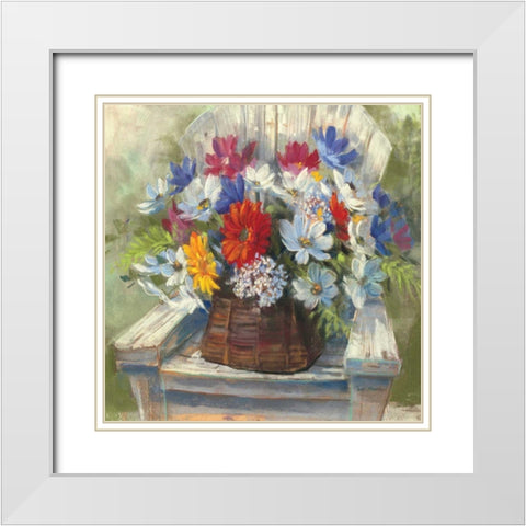 Adirondack Bouquet White Modern Wood Framed Art Print with Double Matting by Rowan, Carol