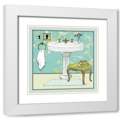 Soak Awhile - Sink White Modern Wood Framed Art Print with Double Matting by Schlabach, Sue