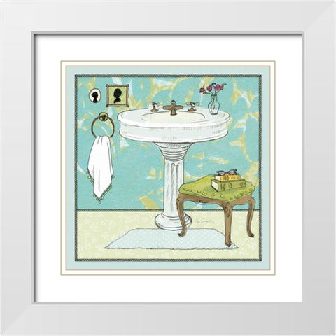 Soak Awhile - Sink White Modern Wood Framed Art Print with Double Matting by Schlabach, Sue