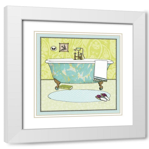 Soak Awhile - Tub White Modern Wood Framed Art Print with Double Matting by Schlabach, Sue
