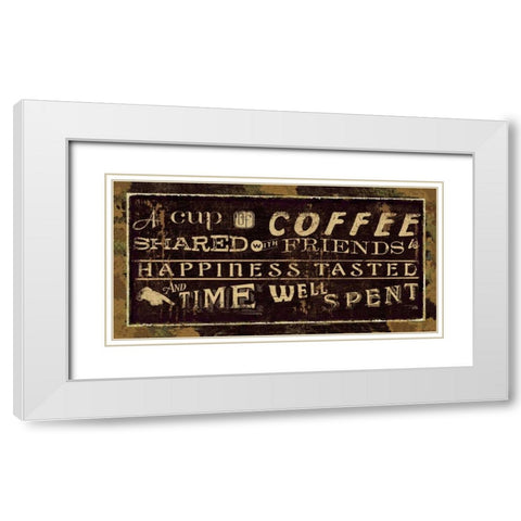 Coffee Quotes III White Modern Wood Framed Art Print with Double Matting by Pela Studio