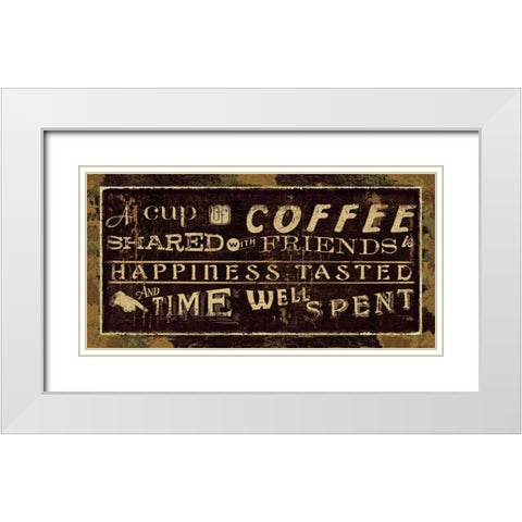 Coffee Quotes III White Modern Wood Framed Art Print with Double Matting by Pela Studio