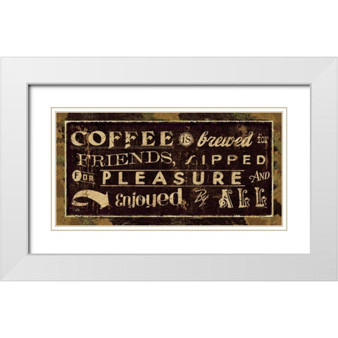 Coffee Quotes IV White Modern Wood Framed Art Print with Double Matting by Pela Studio