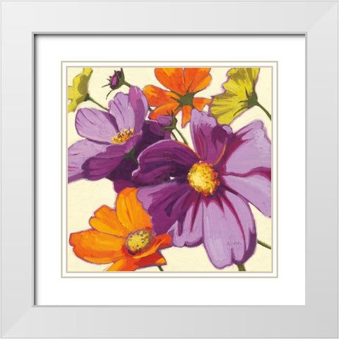 Cosmos II White Modern Wood Framed Art Print with Double Matting by Novak, Shirley