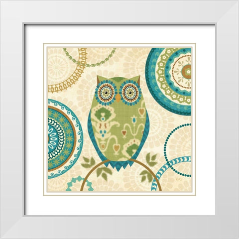 Owl Forest I White Modern Wood Framed Art Print with Double Matting by Charron, Veronique