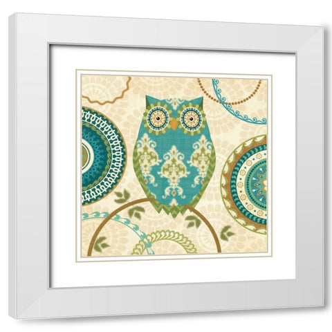 Owl Forest II White Modern Wood Framed Art Print with Double Matting by Charron, Veronique