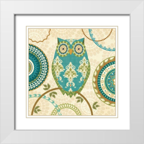 Owl Forest II White Modern Wood Framed Art Print with Double Matting by Charron, Veronique