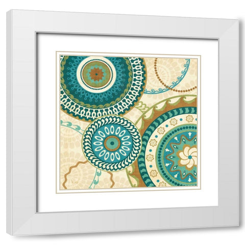 Owl Forest Suzani I White Modern Wood Framed Art Print with Double Matting by Charron, Veronique