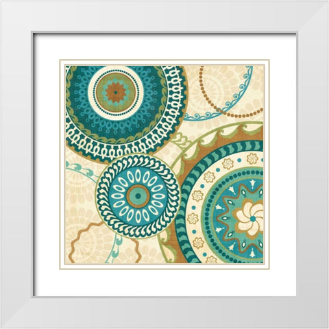 Owl Forest Suzani I White Modern Wood Framed Art Print with Double Matting by Charron, Veronique