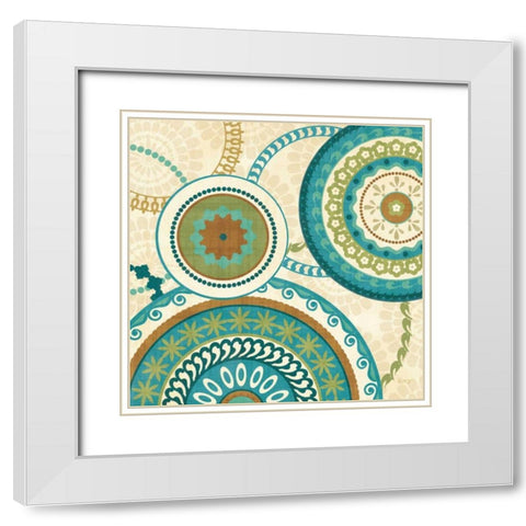 Owl Forest Suzani II ` White Modern Wood Framed Art Print with Double Matting by Charron, Veronique