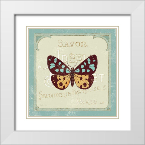 Parisian Butterfly I White Modern Wood Framed Art Print with Double Matting by Schlabach, Sue