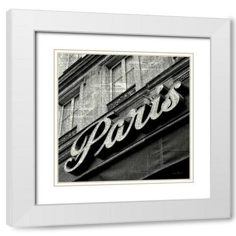 Newsprint Paris White Modern Wood Framed Art Print with Double Matting by Olivier, Marc