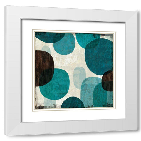 Blue Drips I White Modern Wood Framed Art Print with Double Matting by Mullan, Michael