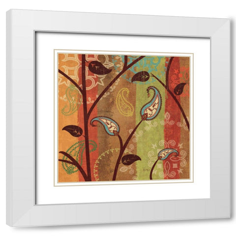 Paisley Garden I White Modern Wood Framed Art Print with Double Matting by Charron, Veronique