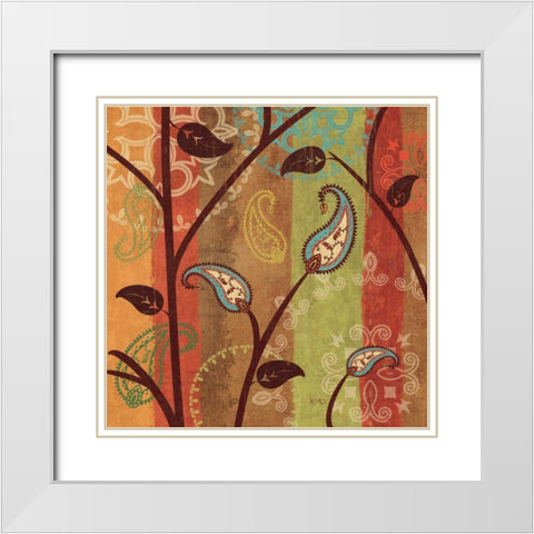 Paisley Garden I White Modern Wood Framed Art Print with Double Matting by Charron, Veronique