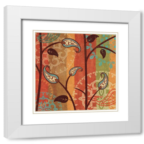 Paisley Garden II White Modern Wood Framed Art Print with Double Matting by Charron, Veronique