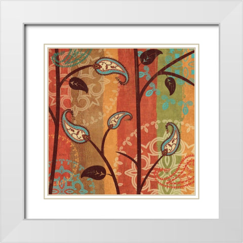 Paisley Garden II White Modern Wood Framed Art Print with Double Matting by Charron, Veronique