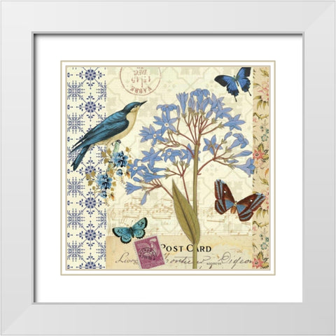 Blue Notes I White Modern Wood Framed Art Print with Double Matting by Pela