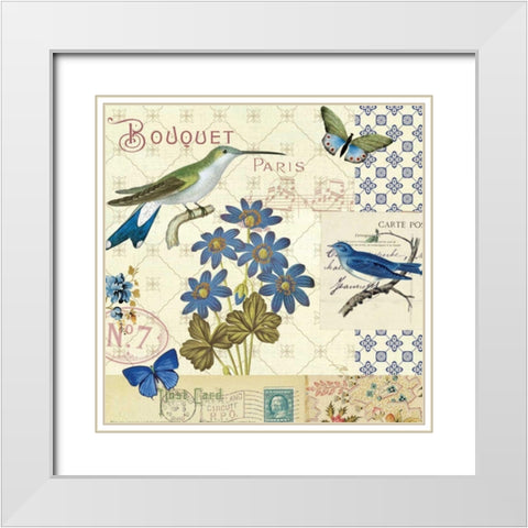 Blue Notes III White Modern Wood Framed Art Print with Double Matting by Pela